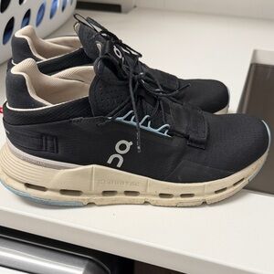 On Running Men’s Black and Beige Athletic Sneakers
